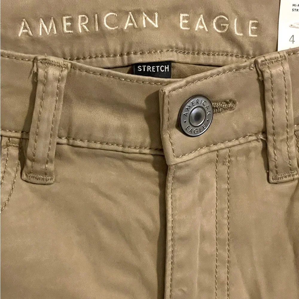 AE sz US 4 27W Hi-Rise jeggings stretch standard khaki NWT - Picture 6 of 9